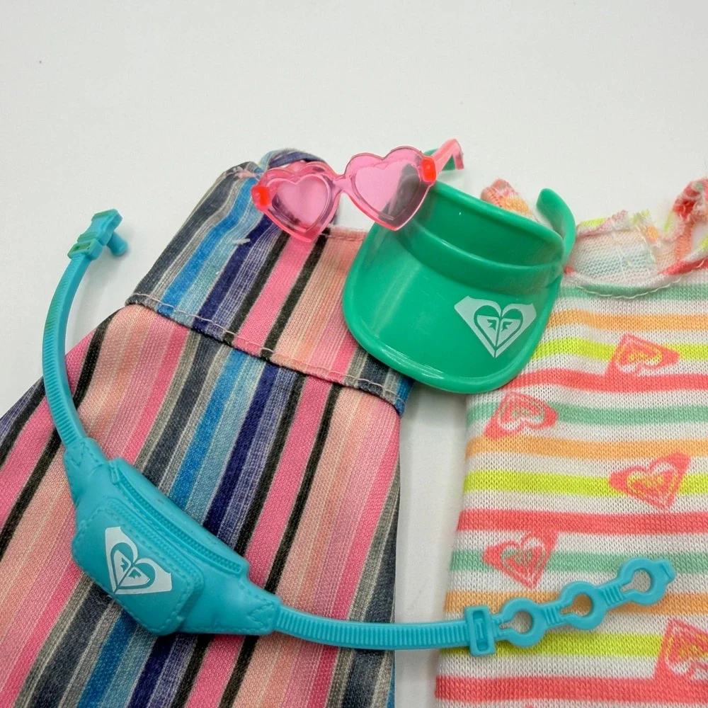 Barbie Roxy Surf Style Dress Accessory Lot Fanny Pack Sunglasses Shoes Kids Toy